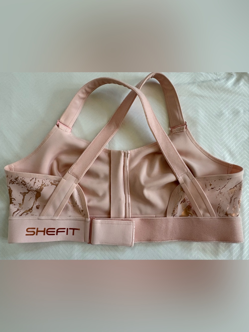 Shefit Flex Sports Bra Medium Impact Fully Adjustable Blush Pink & Gold 3X Luxe - Picture 2 of 13